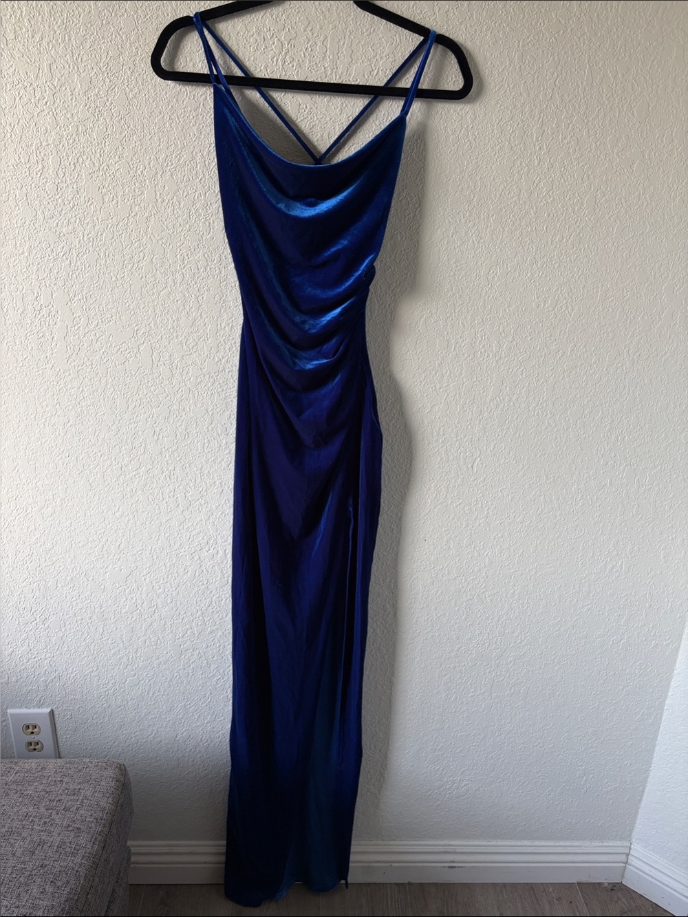 Windsor Royal Blue Satin Cowl Maxi Dress
